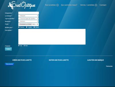 Création d'une nouvelle fiche lunettes