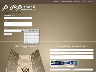 Formulaire de saisie du plat du jour